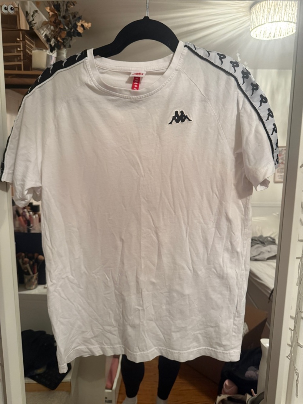 Kappa Men's White Logo Tape Shoulder T-Shirt